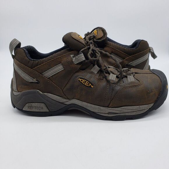 Keen Utility Shoes Mens Size 11.5 Brown Steel Toe Work Key-Tech Comfort Leather - Picture 1 of 12
